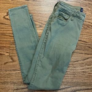 Hollister Super High Rise Skinny Jeans Sage Green 3R Stretchy W 26 L 30